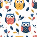 Adorable Cartoon Owl Patterns for Children's Design and Apparel Royalty Free Stock Photo