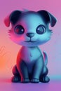 Adorable Cartoon Puppy with a Colorful Neon Glow