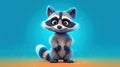 Adorable cartoon raccoon illustration - generative AI, AI generated