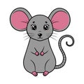 Adorable Cartoon Rat with Big Ears and Curly Tail Royalty Free Stock Photo