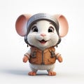 Adorable Cartoon Rat With Helmet - Daz3d Style