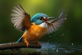 Adorable cartoon style hummingbird with oversized, expressive, enchanting eyes