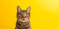 Adorable Cat Banner Against Vibrant Yellow Backdrop Captures Attention Instantly