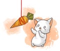 Adorable cat cartoon with carrot
