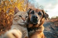 Adorable Cat And Dog Posing For A Selfie, Showing Their Friendship