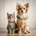 Adorable Cat and Dog Posing Together for a Picture Royalty Free Stock Photo