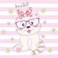 Adorable cat in glasses sitting and inscription it`s a girl Royalty Free Stock Photo