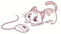 Adorable Cat Playing with Computer Mouse, Whimsical Pet Tech, Vector Design Generative AI Royalty Free Stock Photo