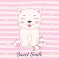 Adorable cat sitting and inscription sweet smile