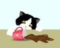 Adorable cat spilled out coffee on tble