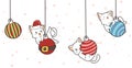 Adorable cats and Christmas balls