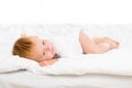 adorable caucasian babyin bodysuit lying Royalty Free Stock Photo