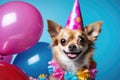 Adorable Chihuahua\'s funny festive birthday portrait