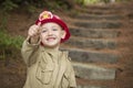 Adorable Child Boy with Fireman Hat Playing Royalty Free Stock Photo