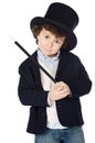 Adorable child dress of illusionist with hat Royalty Free Stock Photo