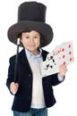 Adorable child dress of illusionist with hat Royalty Free Stock Photo