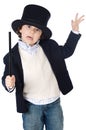 Adorable child dress of illusionist with hat Royalty Free Stock Photo