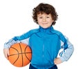 Adorable child playing the basketball