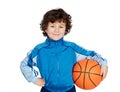 Adorable child playing the basketball