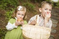 Adorable Children Eating Red Apples Outside