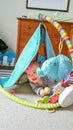 Adorable Chinese Caucasian Baby Boy Playing On The Floor