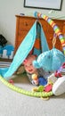 Adorable Chinese and Caucasian Baby Boy Playing On The Floor