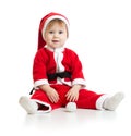 Adorable Christmas baby in Santa's clothes