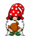 Adorable Christmas gnome with roasted turkey - gnome with Santa cookie.