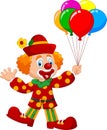 Adorable clown holding colorful balloon isolated on white background Royalty Free Stock Photo