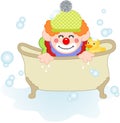 Adorable clown taking a bath