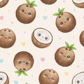 Adorable Coconut and Half-Coconut Pattern Royalty Free Stock Photo