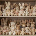 Adorable Collection of Pastel Stuffed Bunnies on Shelf Royalty Free Stock Photo