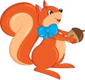 Cute Kawaii color drawing of a squirrel with an acorn, perfect for children`s book Royalty Free Stock Photo