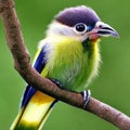 Adorable colorful exotic bird, beautiful fluffy youngster ai Generated, generative AI, CGI graphics