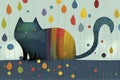 adorable colorful whimsical cat art