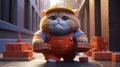 adorable construction cat in a lively building environment Royalty Free Stock Photo