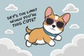 Adorable Corgi Puppy Flies Among Clouds Wearing Cool Sunglasses