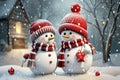 adorable couple of snowman, AI generated