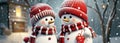 adorable couple of snowman, AI generated