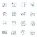 Adorable creatures linear icons set. Cuddly, Smiling, Fluffy, Playful, Furry, Sweet, Charming line vector and concept