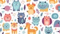 Adorable Critters: Colorful Cartoon Animal Background Design
