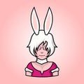 Adorable Cute bitch rabbit character icon.