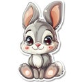 Adorable cute bunny sticker in cartoon vector style illustration