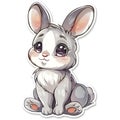 Adorable cute bunny sticker in cartoon vector style illustration