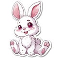 Adorable cute bunny sticker in cartoon vector style illustration