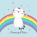 Adorable cute cat dreaming of kitty isolated on background. Royalty Free Stock Photo