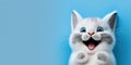 adorable cute cat smiling and isolated on blue background with copy space generative ai Royalty Free Stock Photo