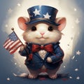 an adorable cute hamster dressed in patriotic American clothes