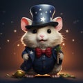 an adorable cute hamster dressed in patriotic American clothes