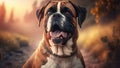 Adorable cute happy alive dog realistic graphic illustration background